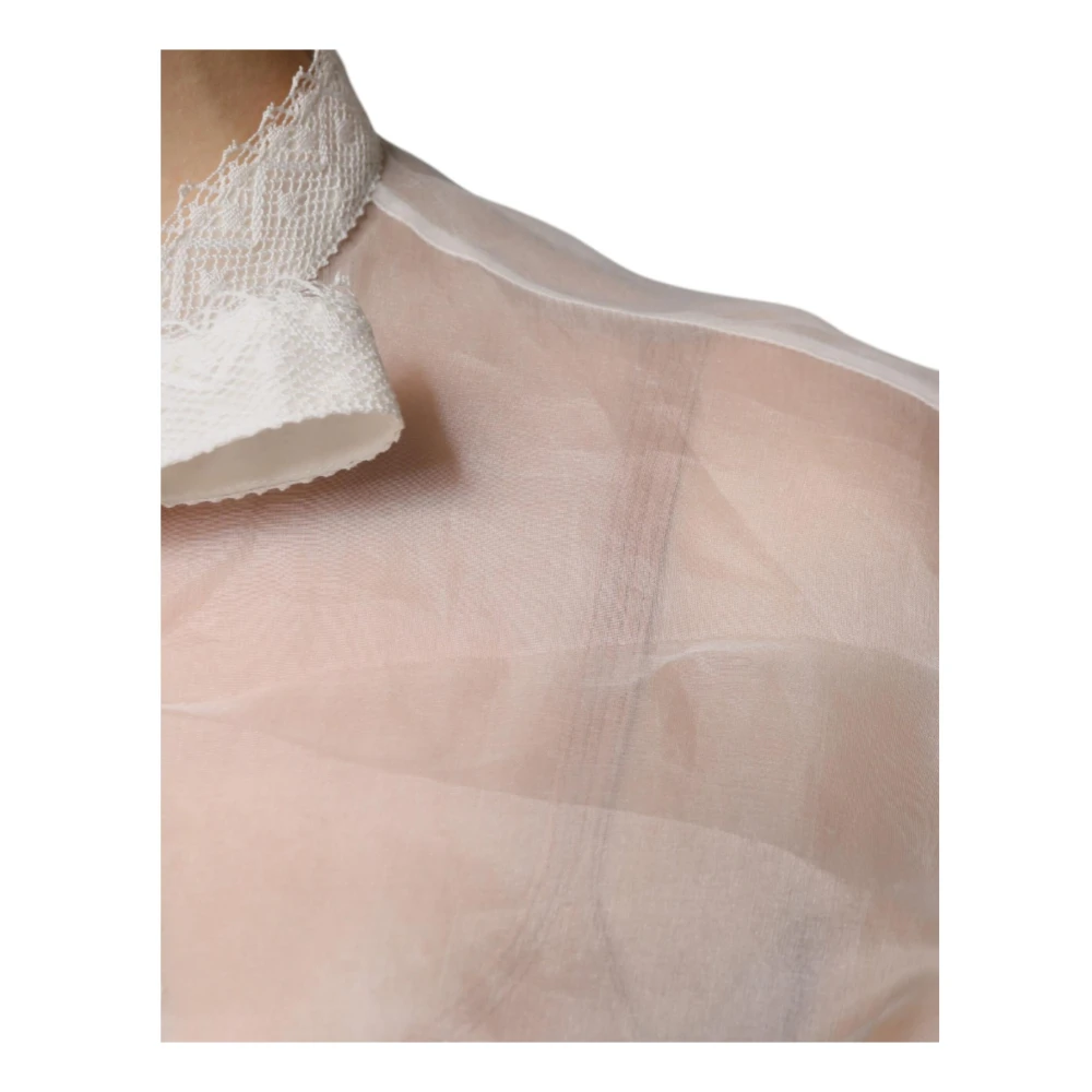 Dolce & Gabbana Witte Zijden Ascot Kraag Blouse White Dames