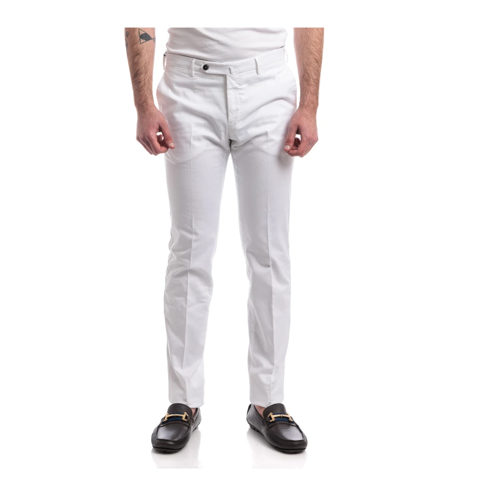 Pt Torino Men's White Slim Fit Trousers