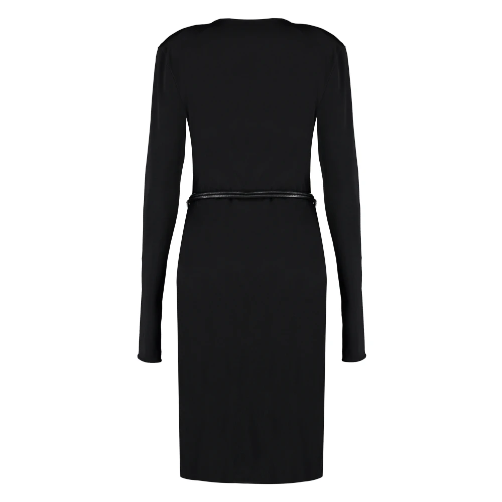 Tom Ford Wikkeljurk met leren details Black Dames