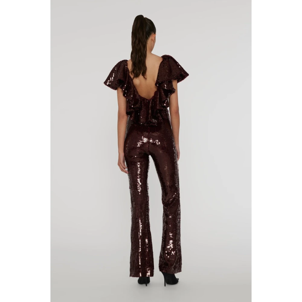 Rotate Birger Christensen Bordeaux Pailletbroek Brown Dames