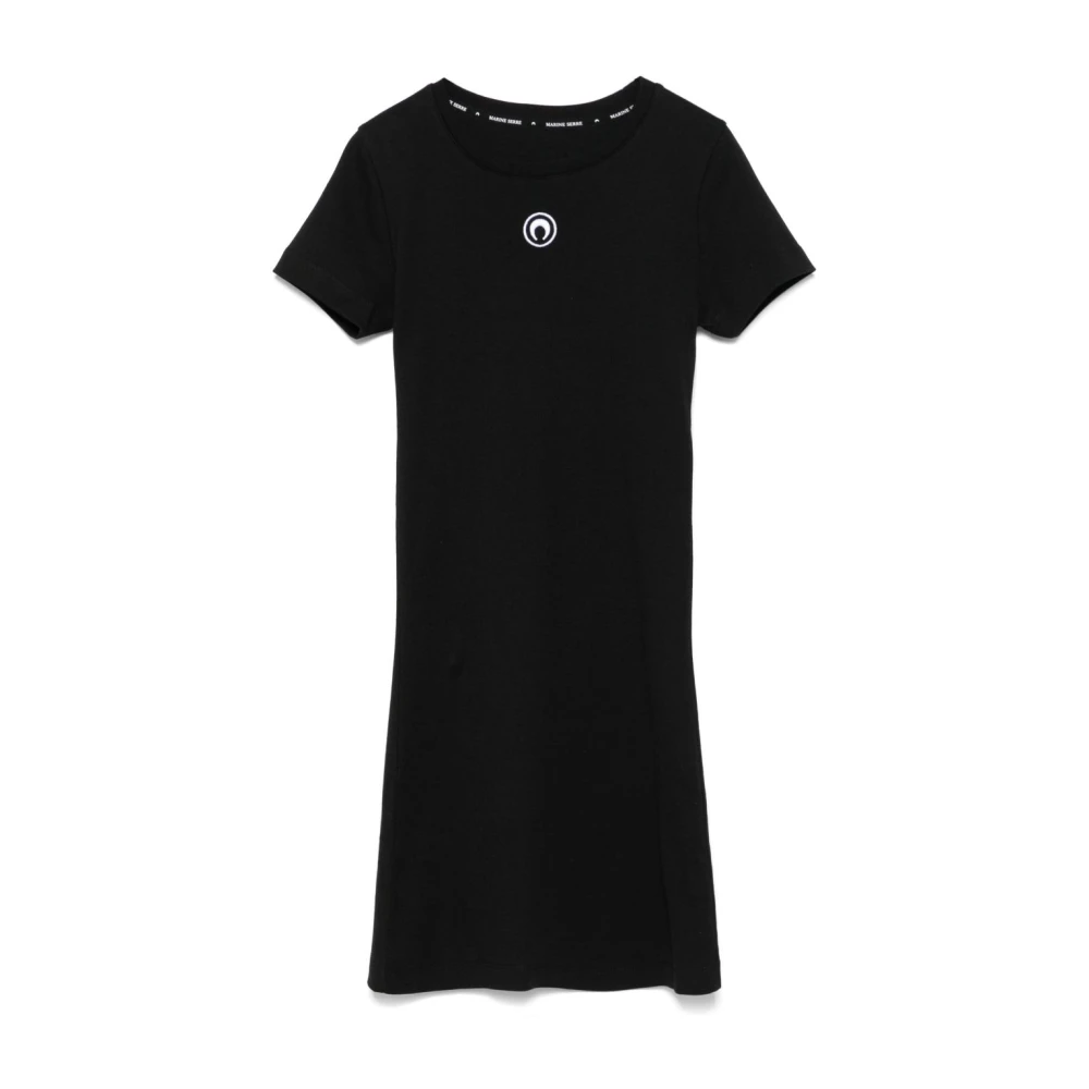 Marine Serre Zwarte Jurk met Halve Maan Borduursel Black Dames