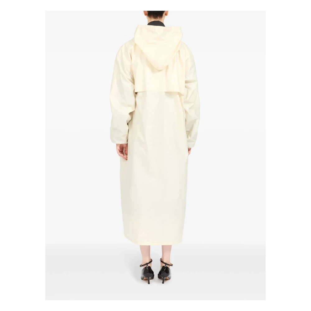 Maison Margiela Witte Rubberen Katoenen Hooded Parka Jas White Dames