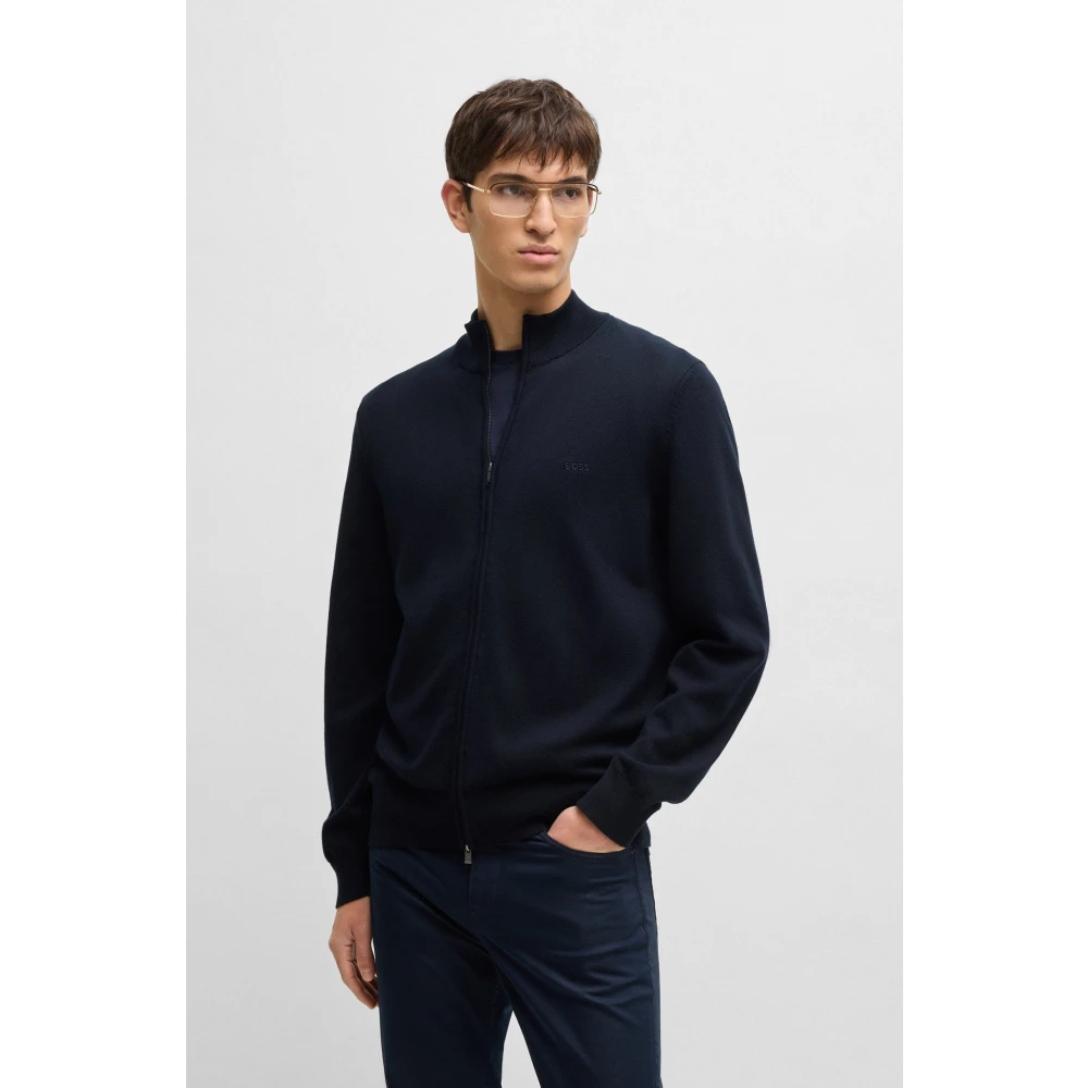 Hugo Boss Stijlvolle Cardigan voor Mannen Blue Heren