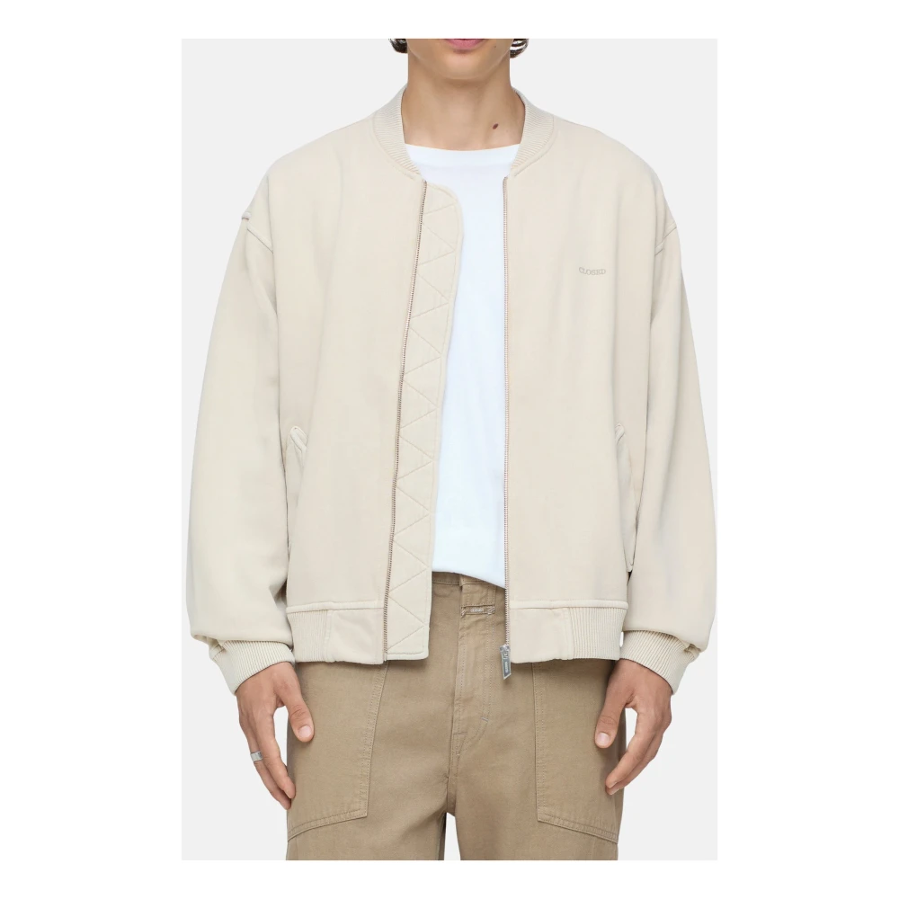 closed Bomberjack van katoenen jersey met logo Beige Heren