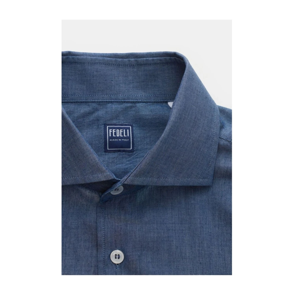 Fedeli Premium Denim Overhemd Sean Donkerblauw Blue Heren