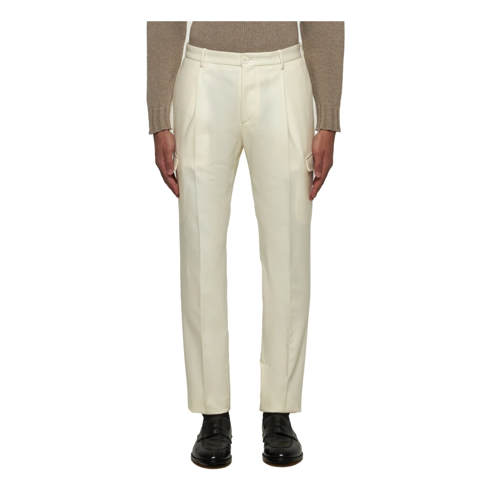 Tagliatore Ivoor Wollen Broek met Plooi Beige Heren