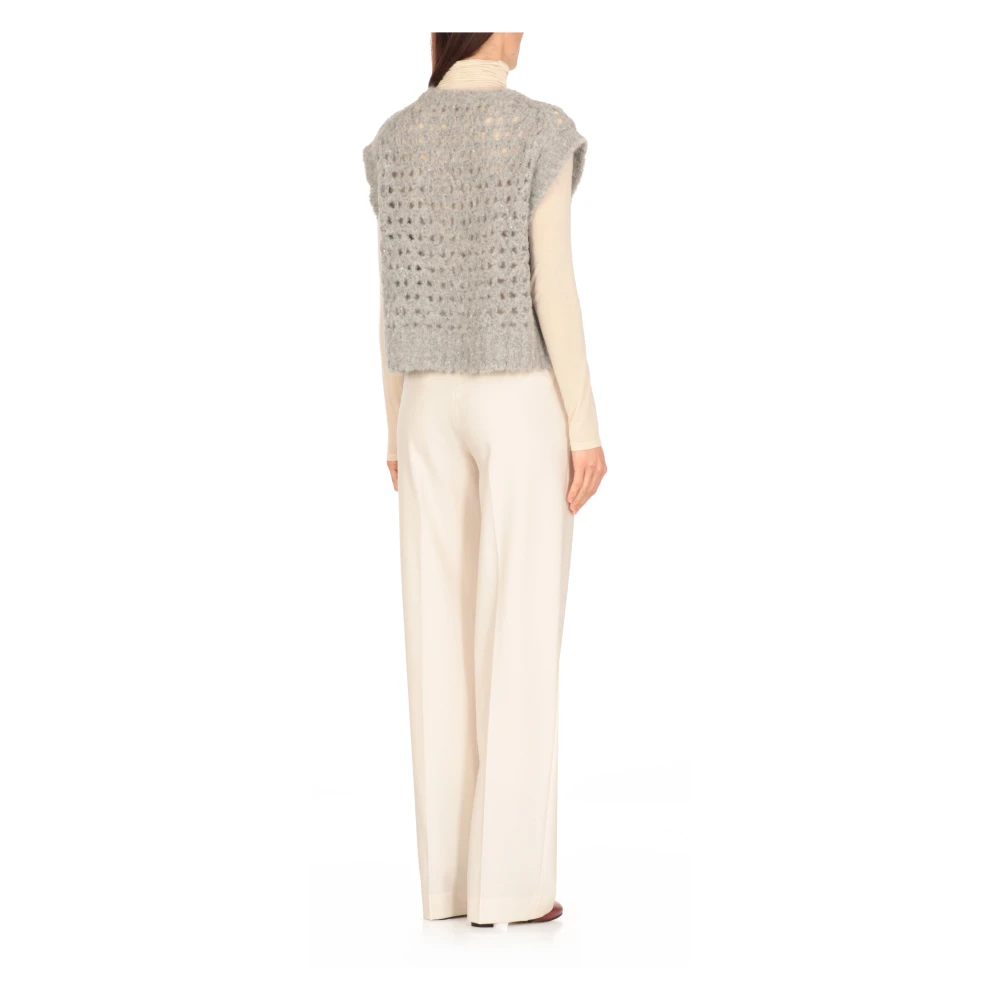 Antonelli Firenze Paillet Mouwloze Grijze Trui Gray Dames