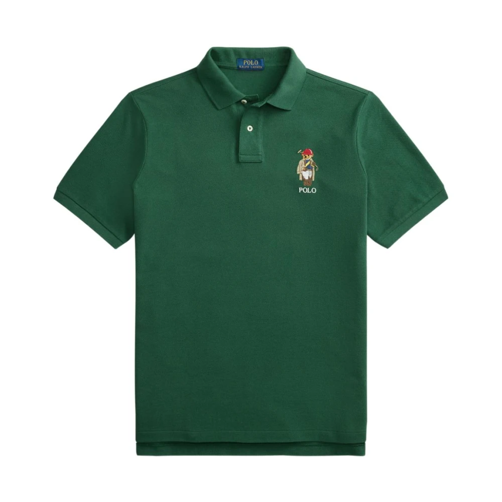 Polo Ralph Lauren Men's Green Freen Polo Shirt With Bear - Polo Shirts - M - Tops