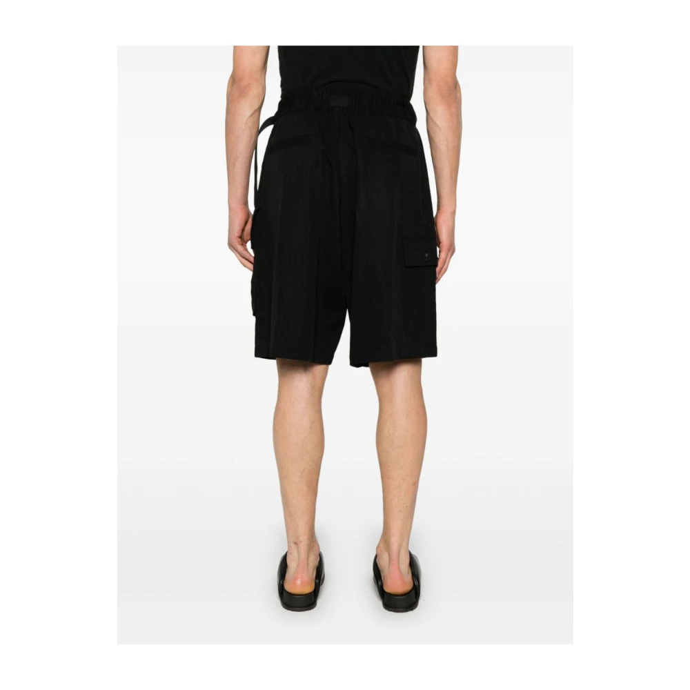 Y-3 Zwarte Twill Elastische Taille Shorts Black Heren