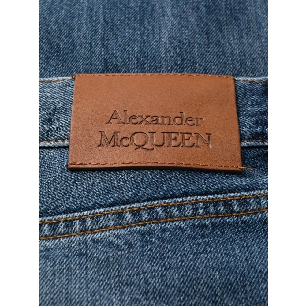 alexander mcqueen Blauwe Whiskered Cropped Jeans Blue Heren