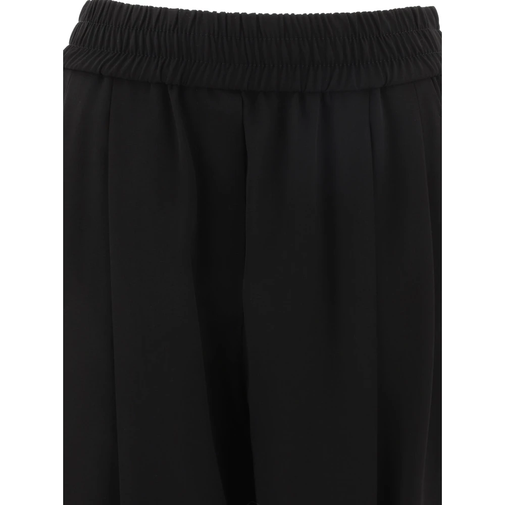 BRUNELLO CUCINELLI Wijde broek met elastische taille Black Dames