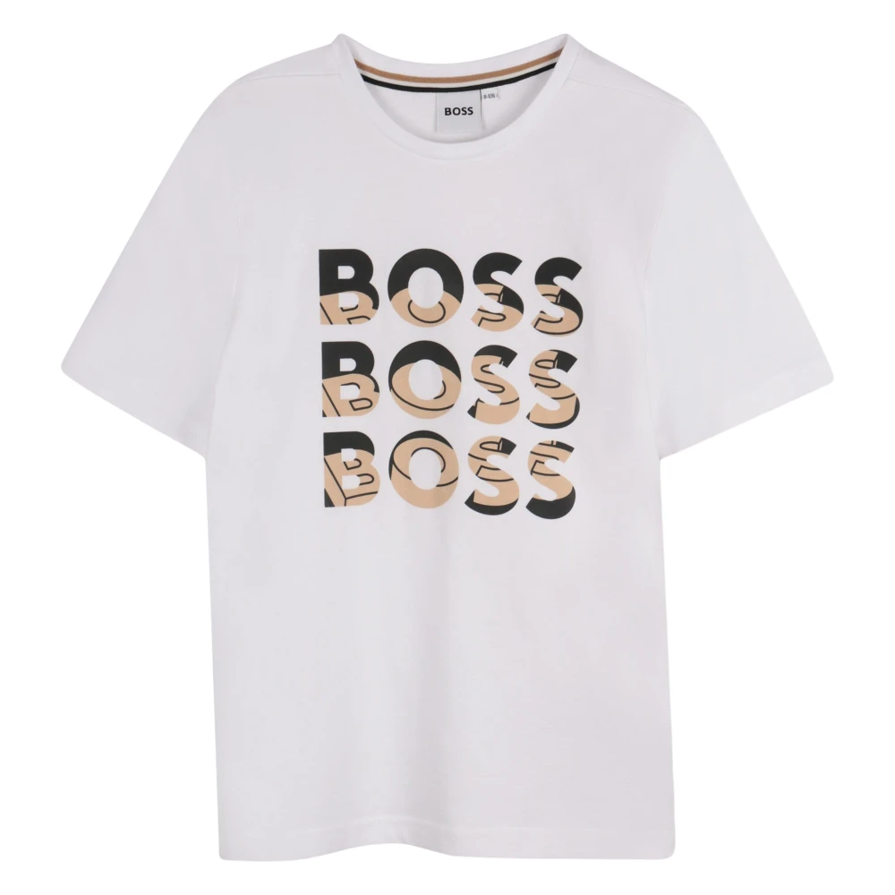 Hugo Boss Multi Logo T-shirt i vitt White, Pojke