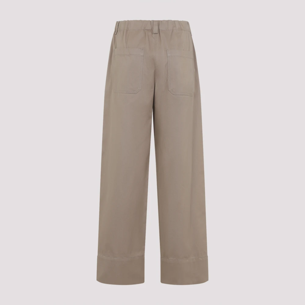Max Mara Elastische katoenen broek in tabak Beige Dames