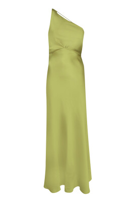green-one-shoulder-satin-dress