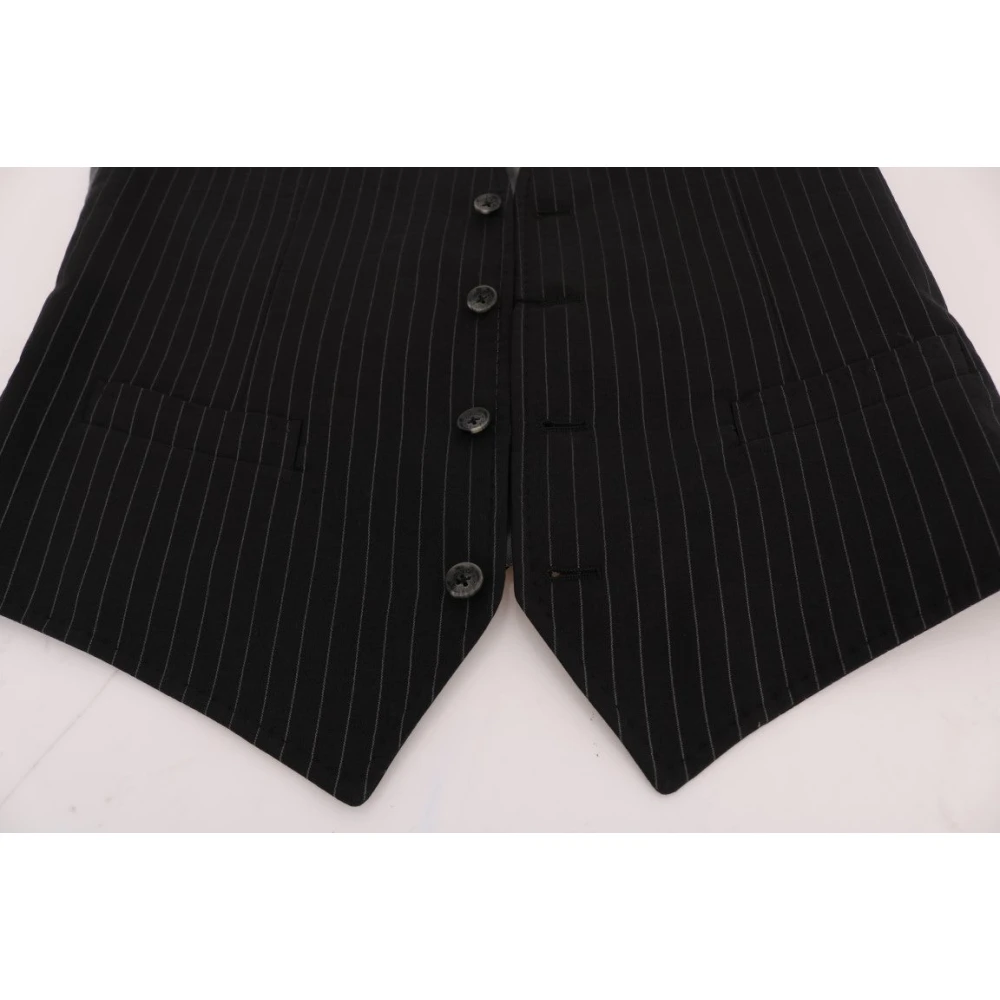 Dolce & Gabbana Elegante Gestreepte Vest Black Heren