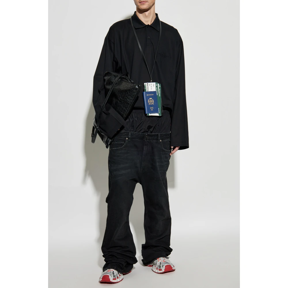 Balenciaga Katoenen polo met lange mouwen Black Heren