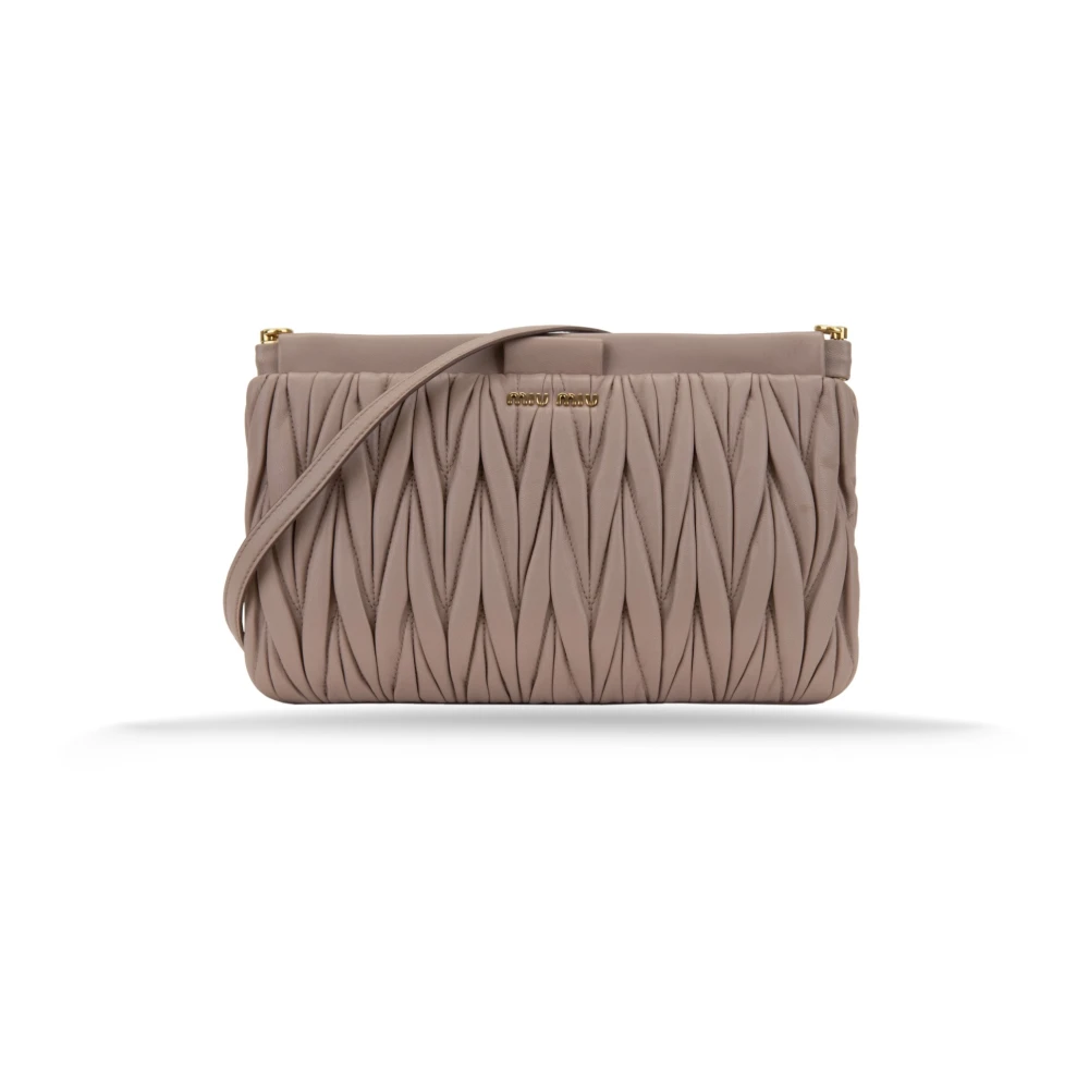 Miu Leren Dames Schoudertas Magneetsluiting Beige Dames