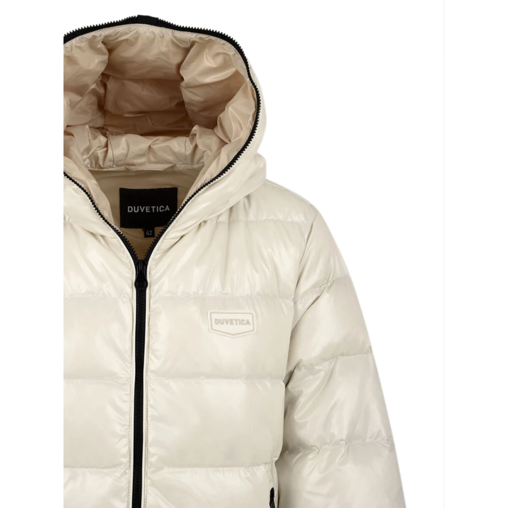 duvetica Hooded Jacket met Horizontale Quilting Beige Dames