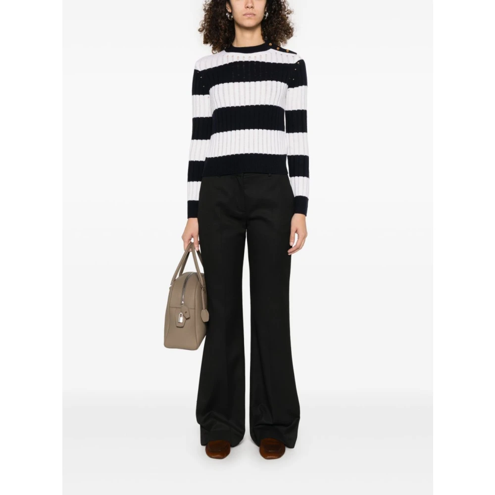 Max Mara Gestreepte Crew Neck Sweater White Dames