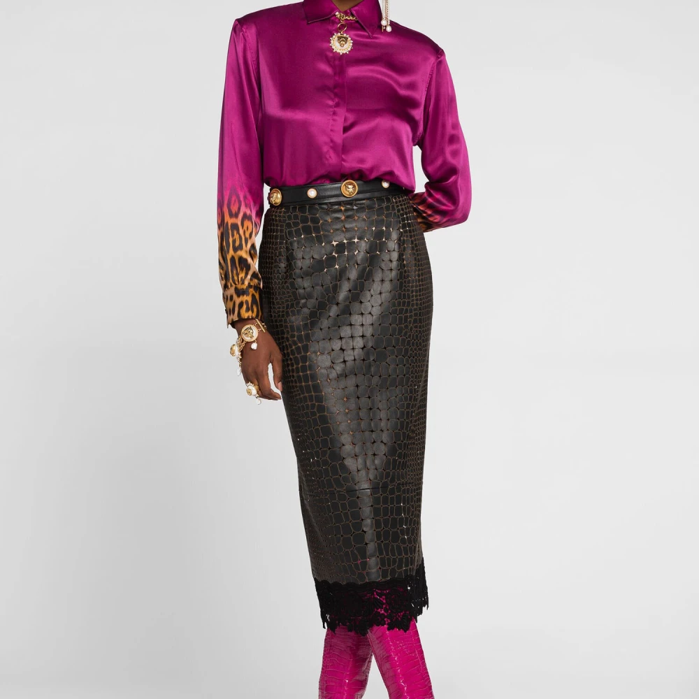 Roberto Cavalli Jaguar-Print Shirt met Point Kraag Multicolor Dames