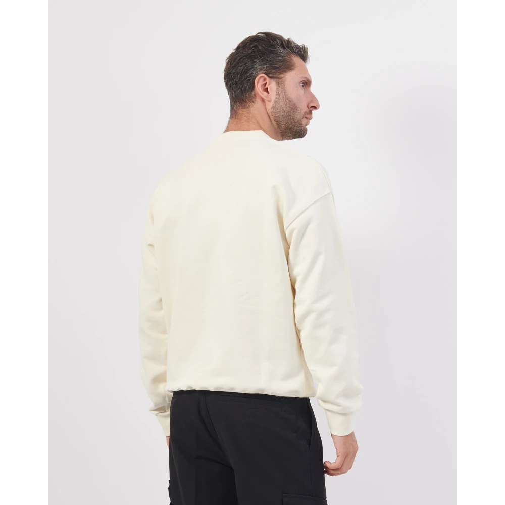 Disclaimer Witte Crewneck Lange Mouw Logo Sweatshirt White Heren