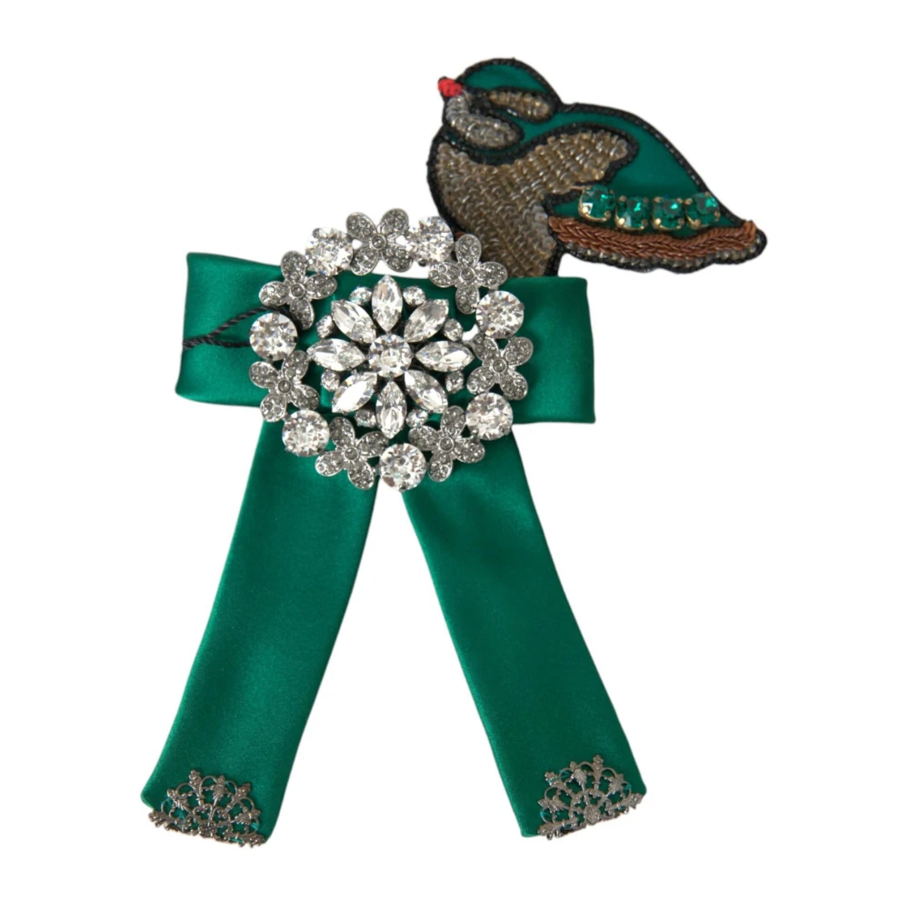 Dolce & Gabbana Kristal Satijn Vogel Haarklem Green Dames