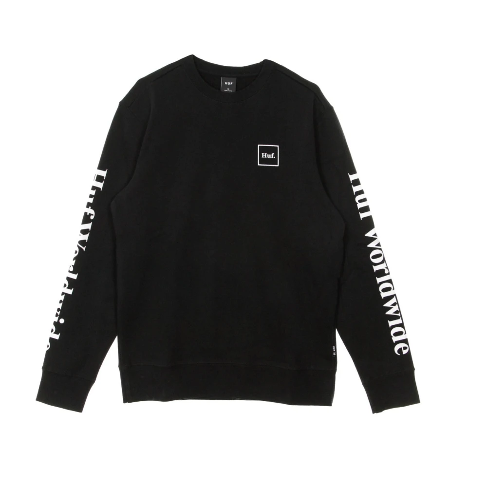 Huf Black Sweatshirts, Male, S, Crew Neck Sweatshirt Essentials