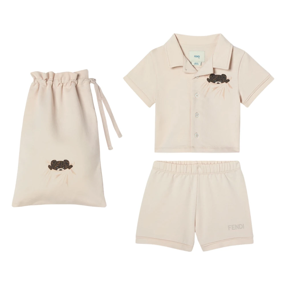 Fendi Kids Beige Fendi Baby Bear Short Pyjama Gift Set In - 9 Mths - Image 2