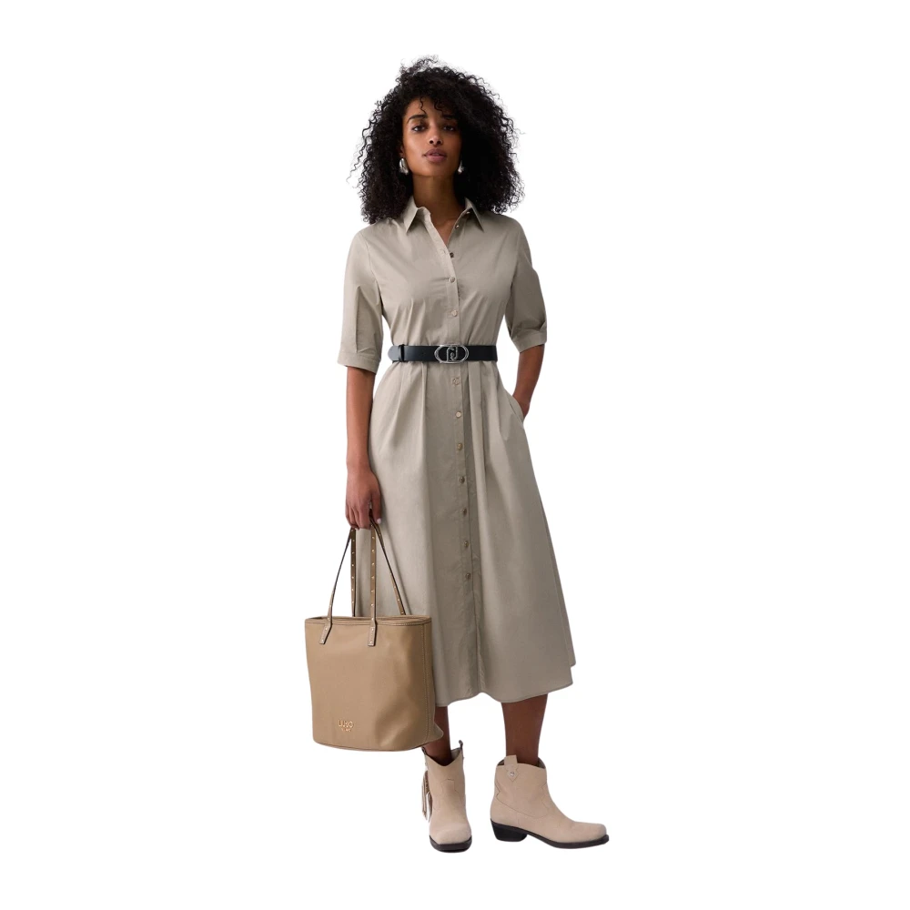 Liu Jo Beige Cinta Ml Skjortklänning