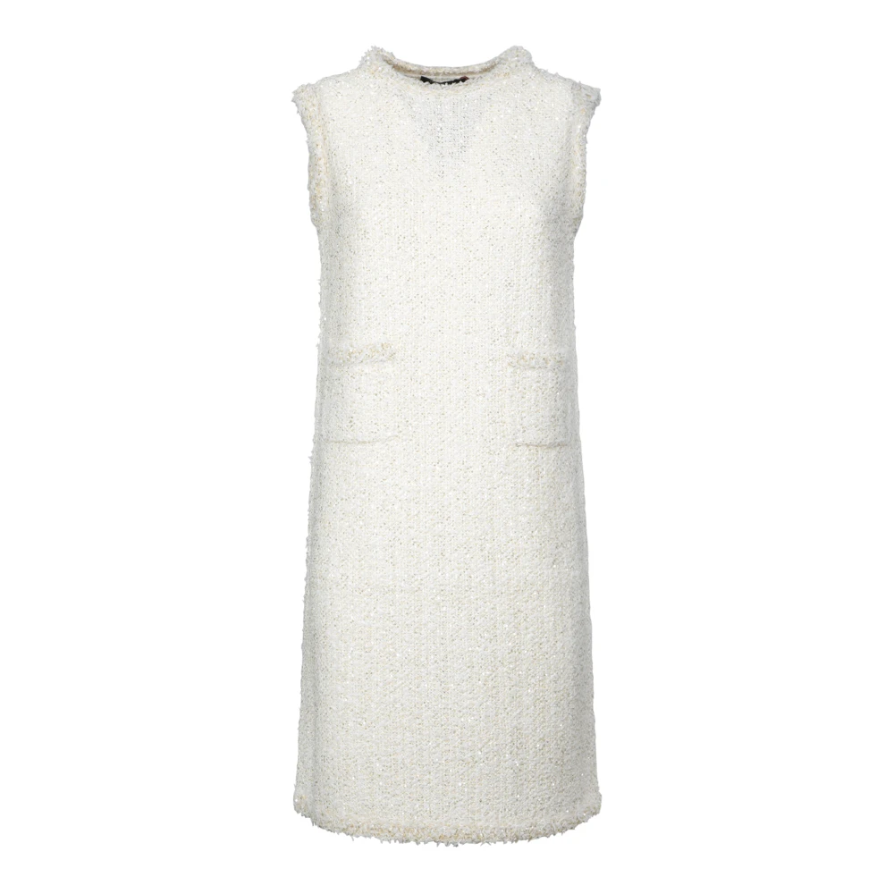 Fabiana Filippi Paillet Tweed Jurk met Cut-Out Mouwen White Dames