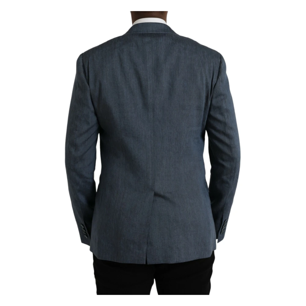 Dolce & Gabbana Blauwe Linnen Naples Blazer Blue Heren