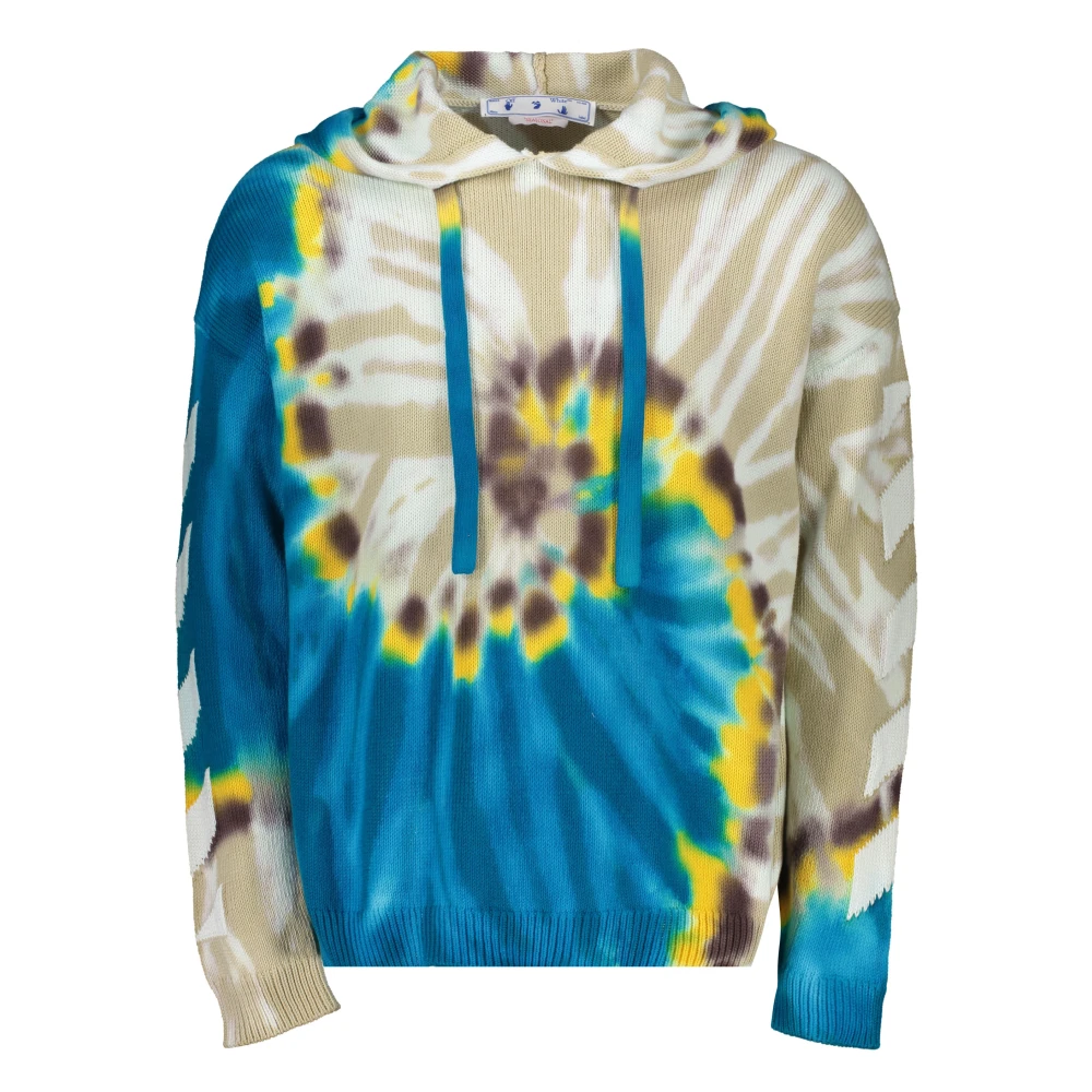 Off White Tie-Dye Stickad Hoodie Multicolor, Herr