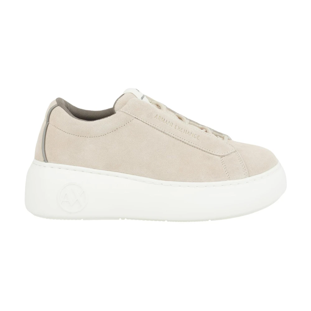 Armani Exchange Women's Beige Leather Sneaker