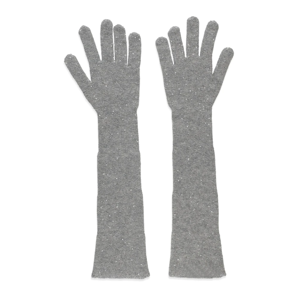 Fabiana Filippi Grijze Wolmix Handschoenen met Pailletten Gray Dames