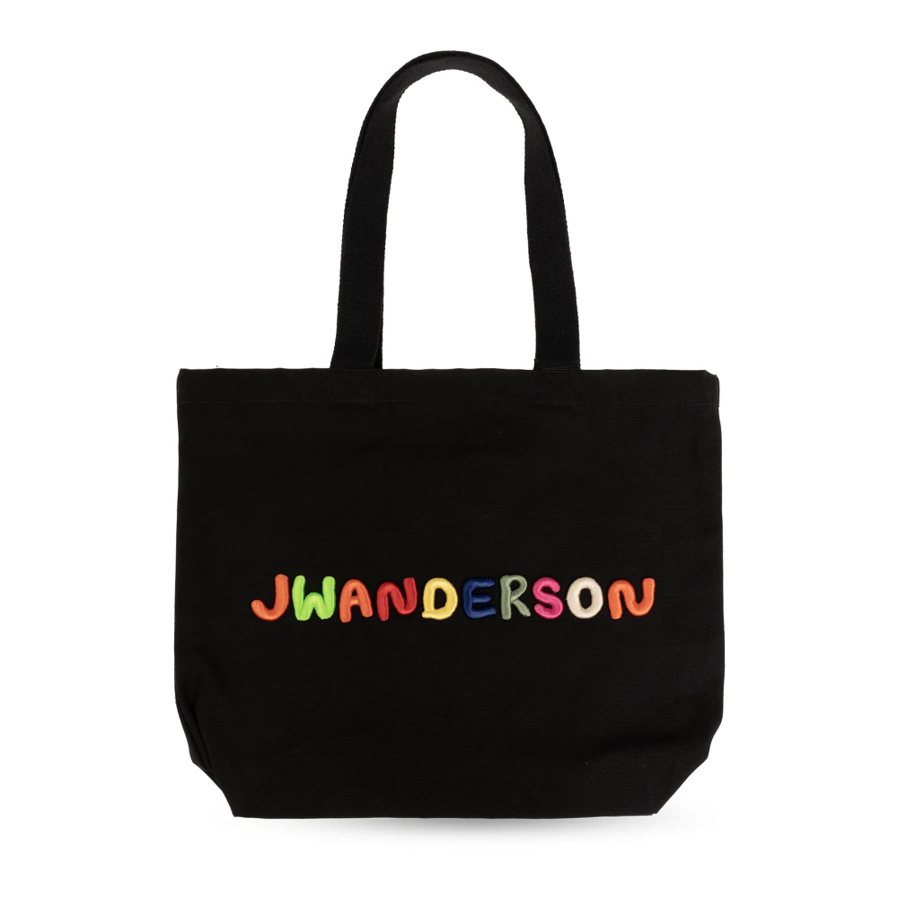 JW Anderson Kleurrijke Logo Canvas Tote Bag Black Dames