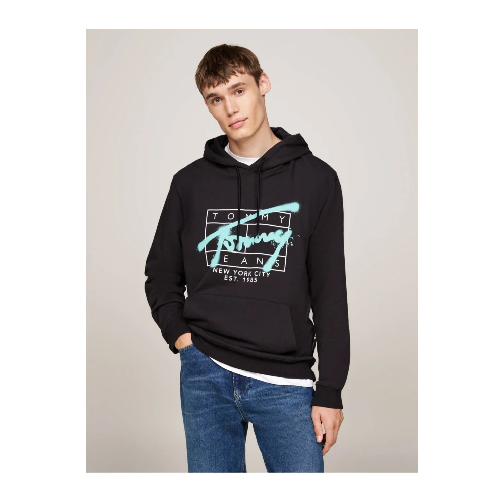 Tommy Jeans Handtekening Hoodie Zwart Black Heren