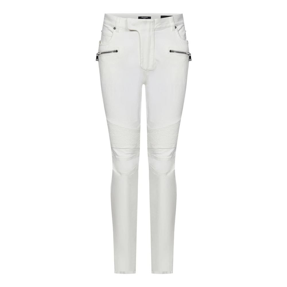 Balmain Vita Slim Fit Biker Jeans White, Herr