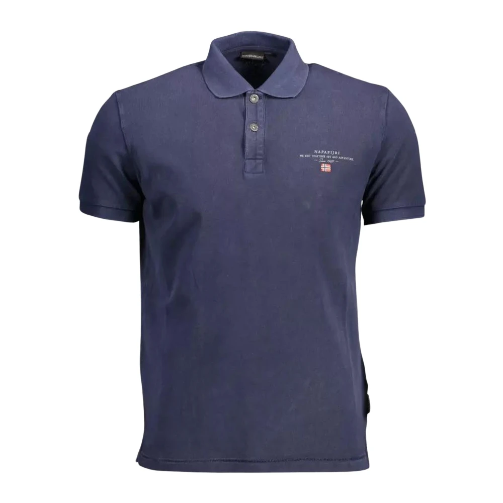 Napapijri Men's Blue Cotton Polo Shirt With Short Sleeves And Logo Embroidery