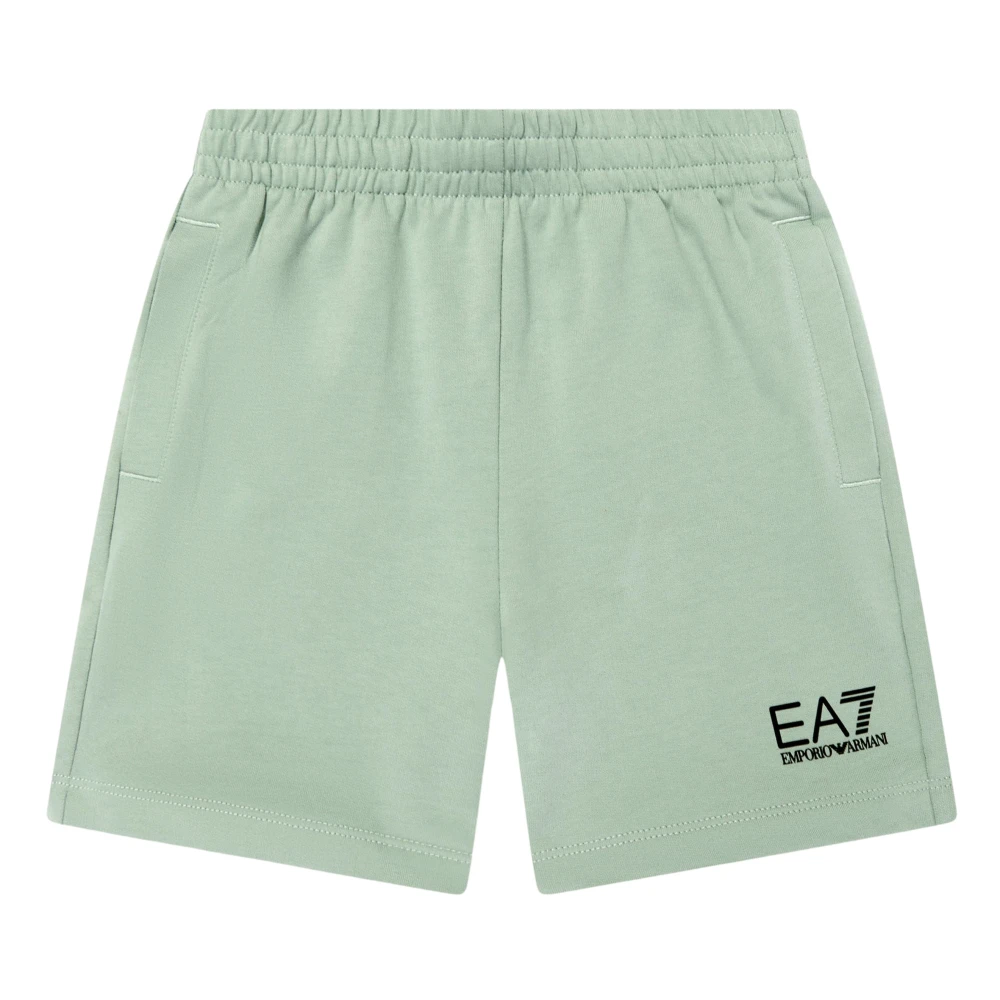 Emporio Armani Ea7 Boys Green Logo Bermuda Shorts For