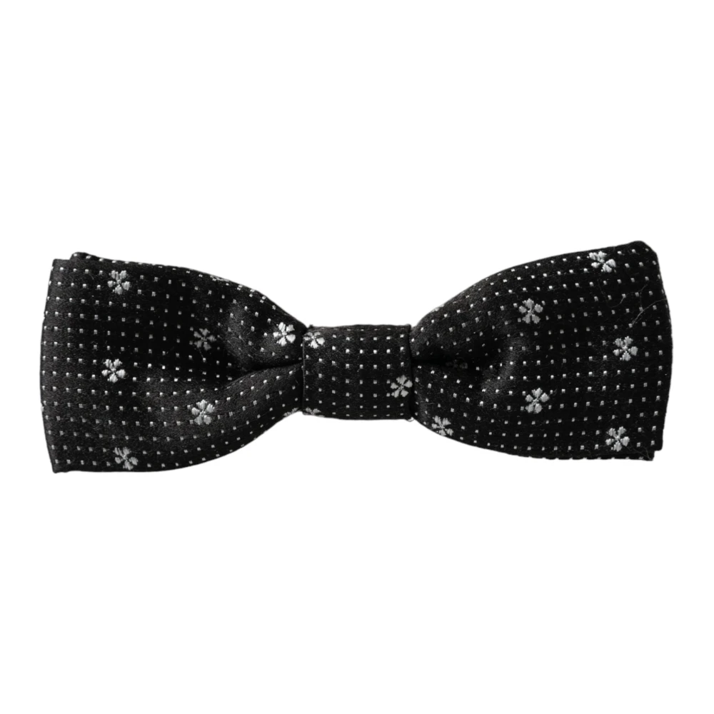 Dolce & Gabbana , Bow Ties, Male, Gray, One Size, Silk Floral Papillon Bow Tie