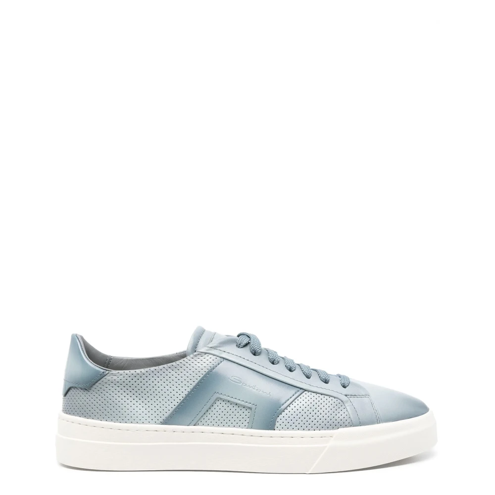 Santoni Läder Sneakers med Gummisula Blue, Herr