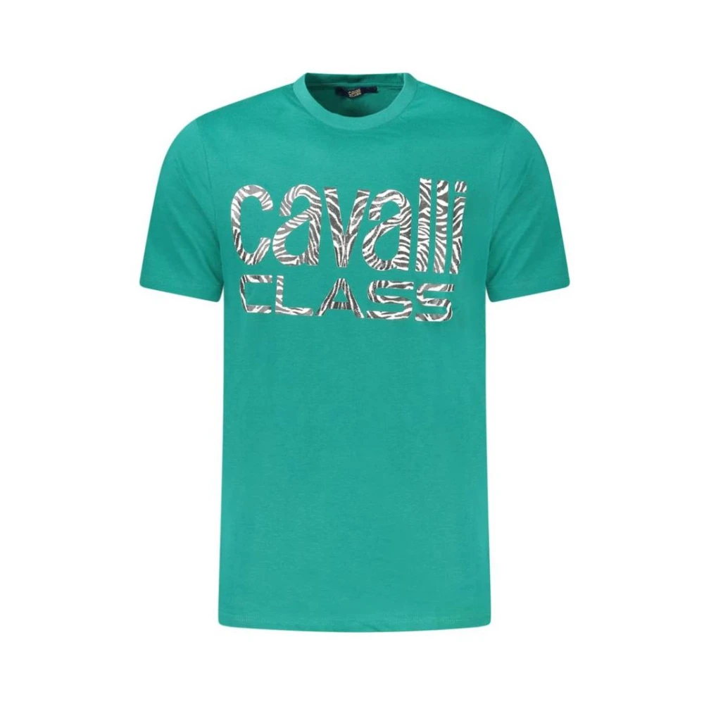Cavalli Class Men's Green Zebra Print Tee For