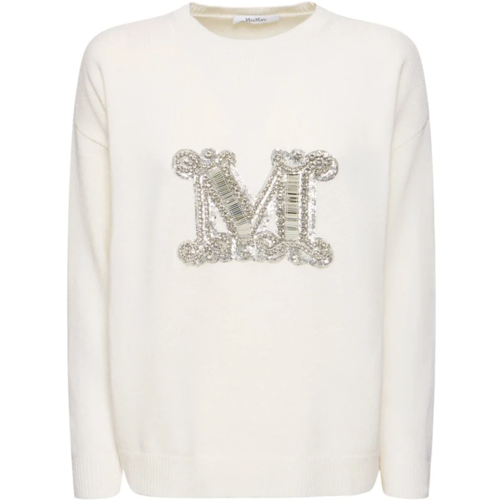 Max Mara Witte Gebreide Trui Maglia White Dames