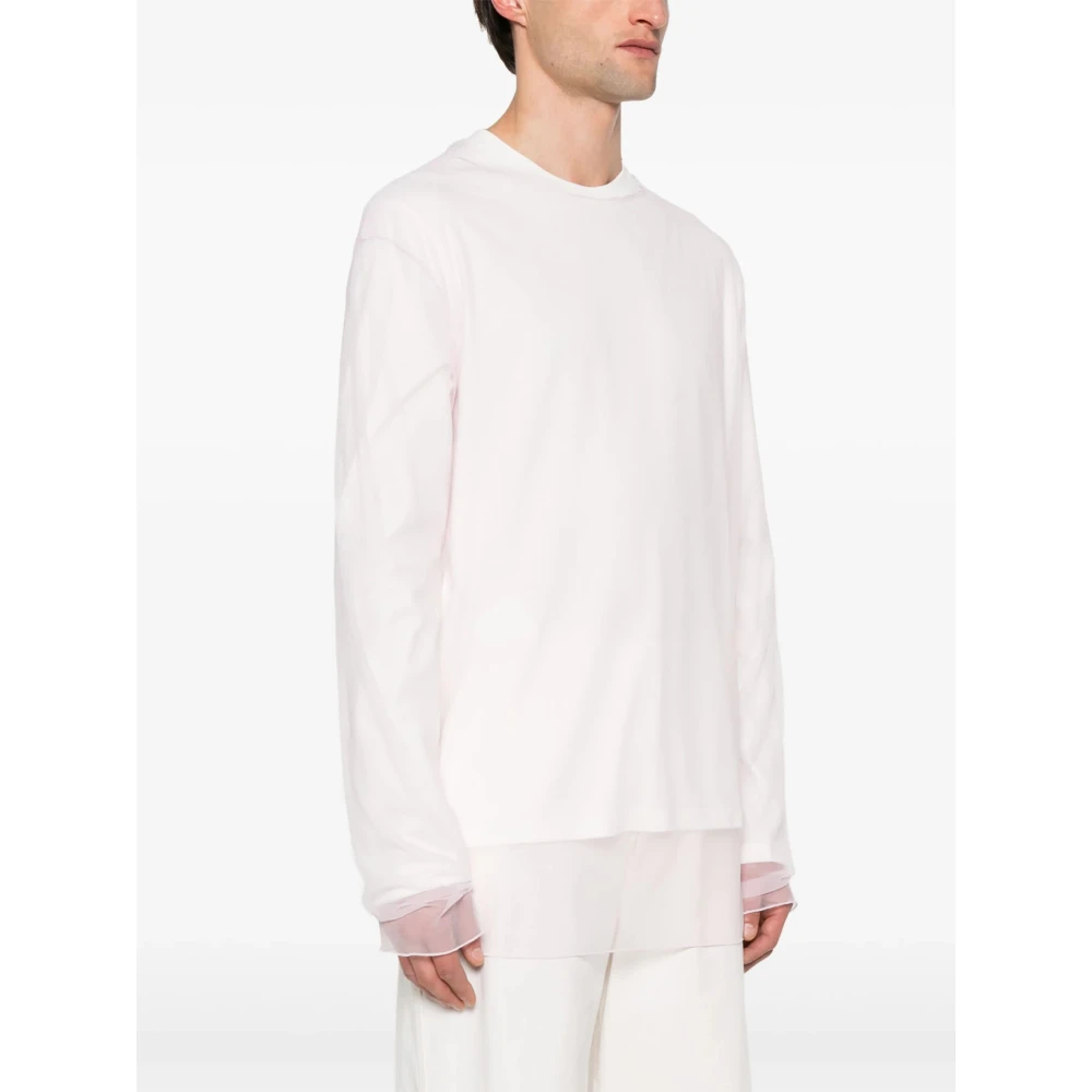 Jil Sander Gelaagd katoenen T-shirt met Chinese pannenkoek effect White Heren