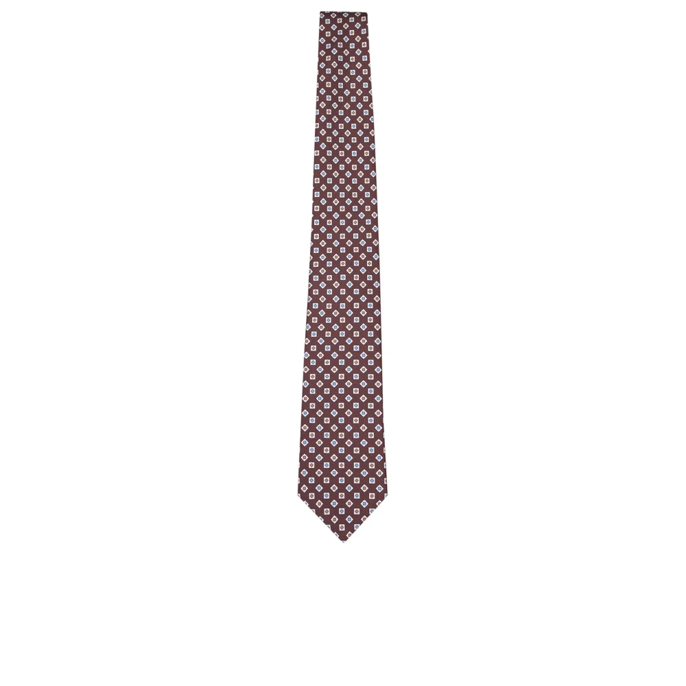 Canali Zijden stropdas met puntige tip Brown Heren