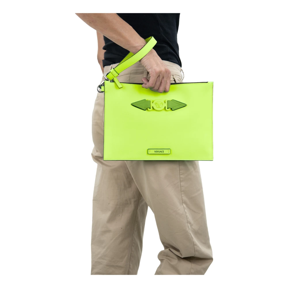 Versace Zwarte clutch met rits en Medusa-logo Green Dames