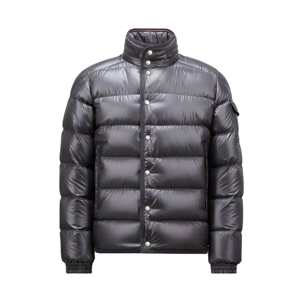 Moncler Korte donsjas met wollen afwerking Gray Heren