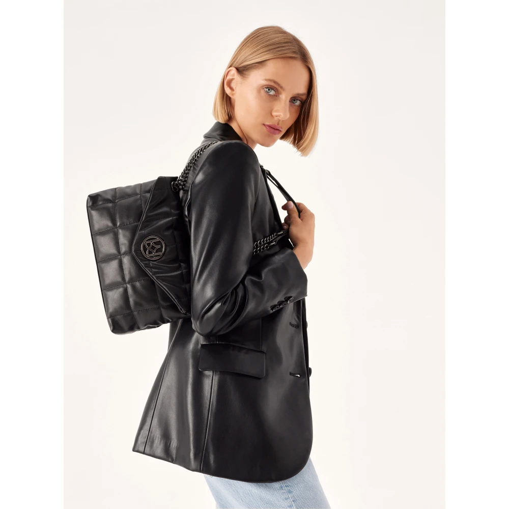 Kazar Gewatteerde leren handtas met klep Black Dames