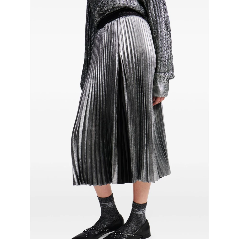 Karl Lagerfeld Zilveren Geplisseerde ROK Gray Dames