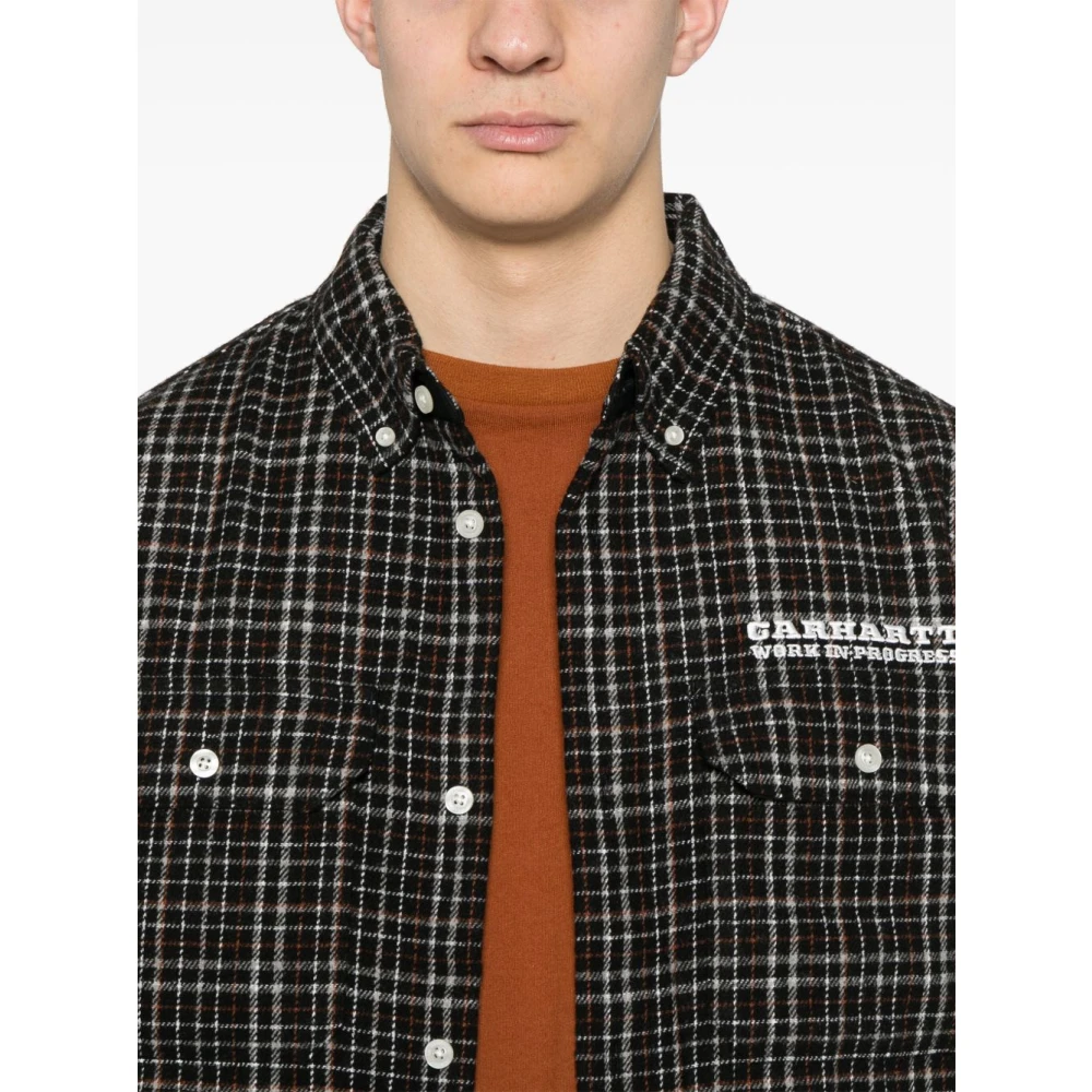 Carhartt WIP Zwarte knoopshirt met logoprint Black Heren